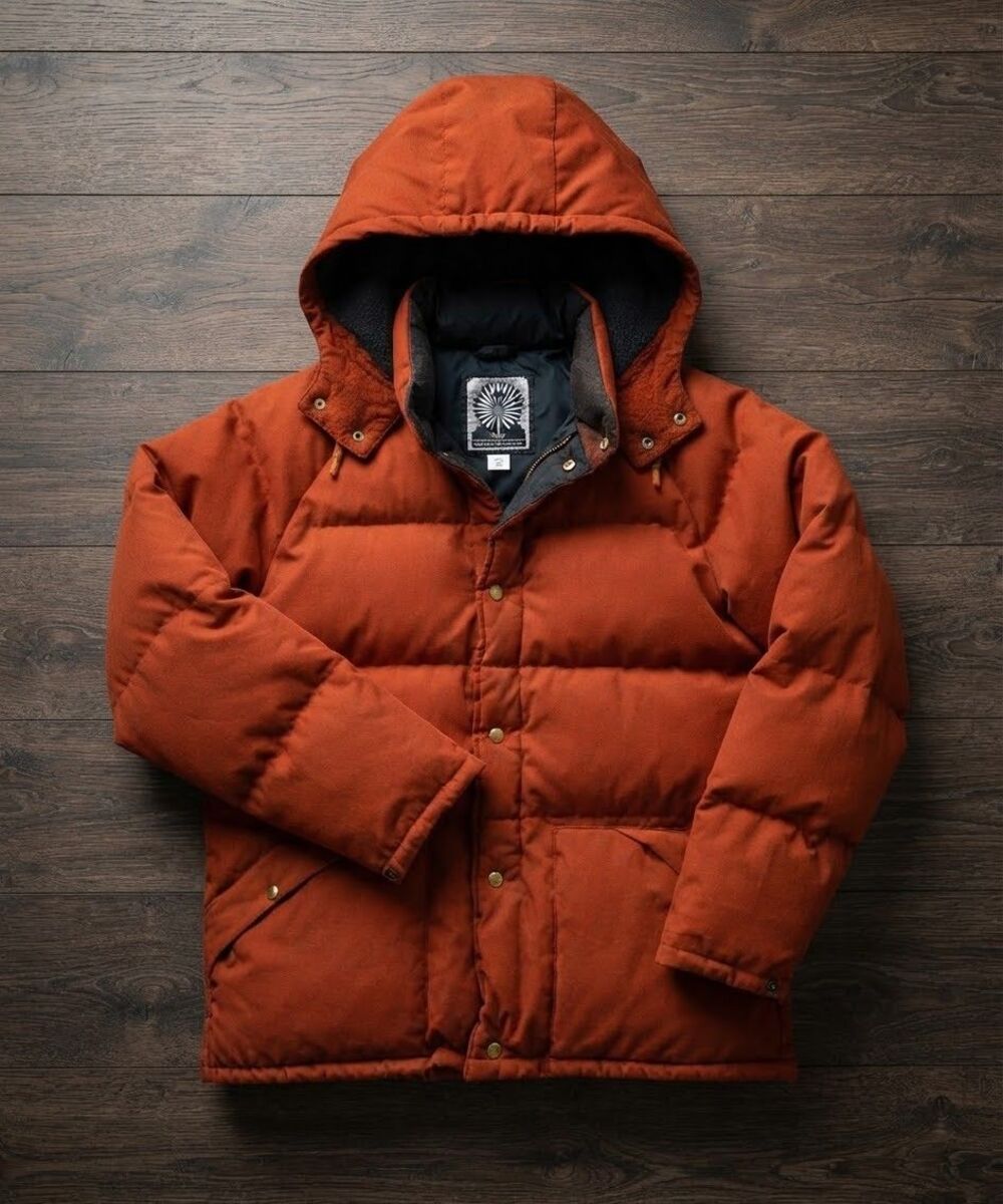 Vintage 70s William Barry Struggle Gear Down Puffer Jacket Hooded Rust Men M USA